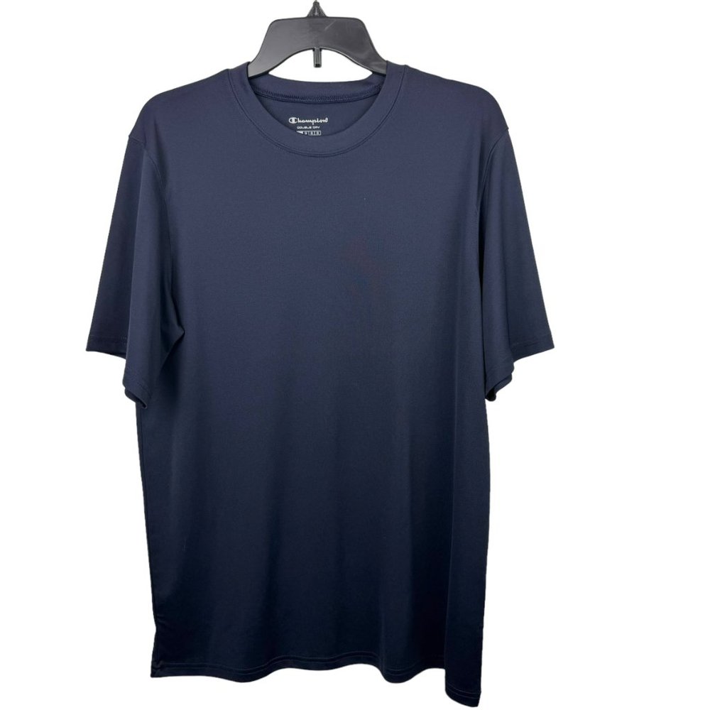 Champion Shirt Mens Large Navy Blue Short Sleeve Crewneck Double Dry Activewear